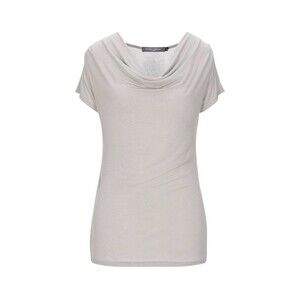 New SANDRO FERRONE Womens Gray Cowl Neck Tee-Shirt Soft Top Sz L Made in Italy